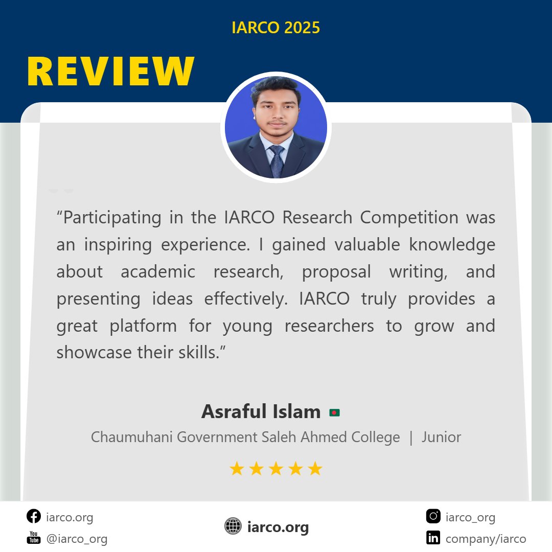 iarco_org's tweet image. Reflection on IARCO 2025
Where Learning Meets Excellence
Register now: regi.iarco.org

#research #competition #International #education #research  #students #university #sciencefair  #competition #academic #student #global #highschool #opportunity #youth  #Alevel #Olevel