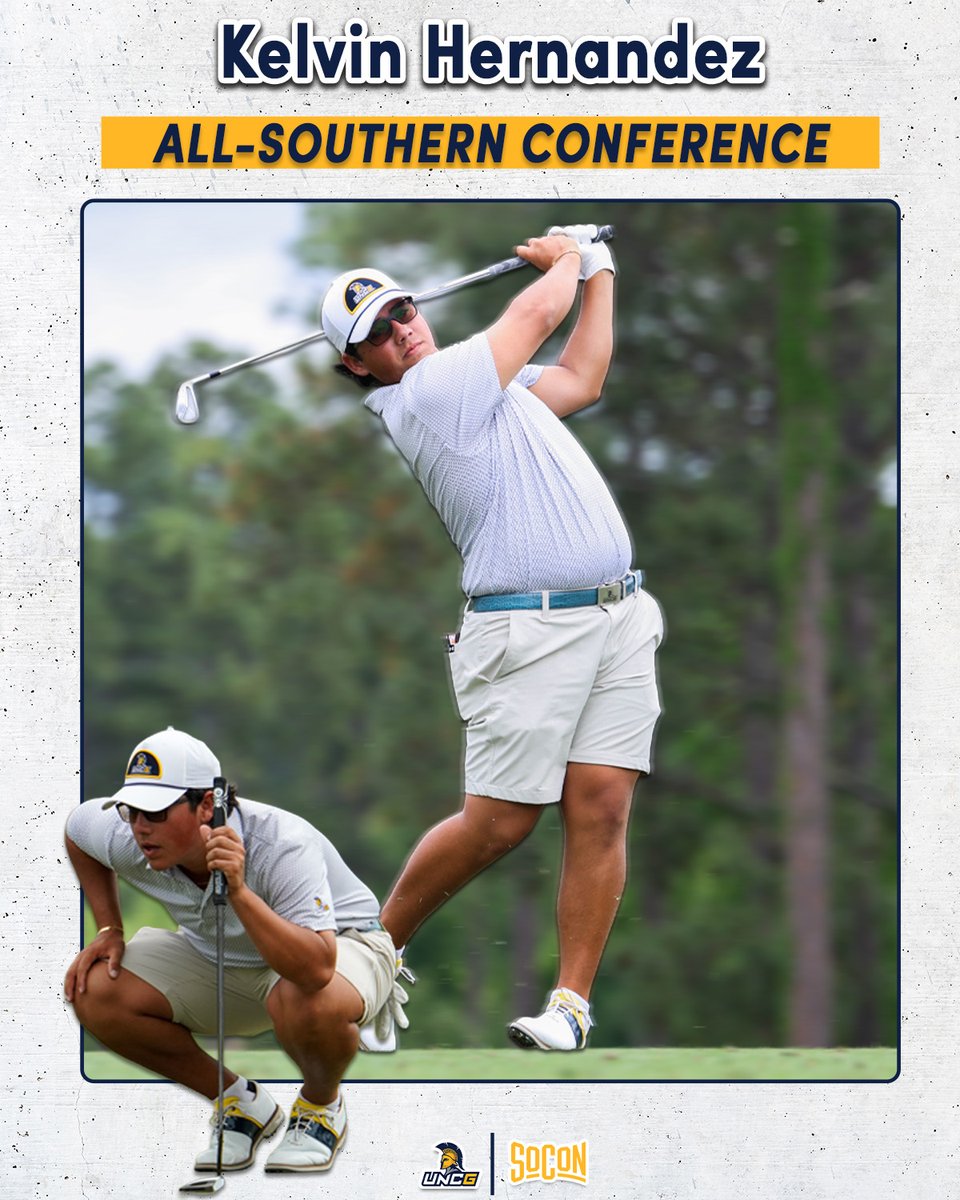 UNCGMGolf's tweet photo. Kelvin Hernandez has been named to the All-SoCon Team for the 2025-26 season!  🤩

📰 https://t.co/AZzXiaPoQm
#letsgoG https://t.co/JGMyAp1s6k