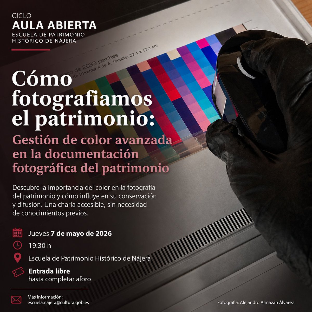 StaMariaLaReal's tweet photo. El color también es patrimonio 🎨Descubre cómo se documenta correctamente en fotografía en la próxima sesión de Aula Abierta del @ipcepatrimonio en Nájera.
🗓️ 7 de mayo • 19:30h.
🎟️ Entrada libre
#PatrimonioCultural #Fotografía https://t.co/WTmIl4cm8n
