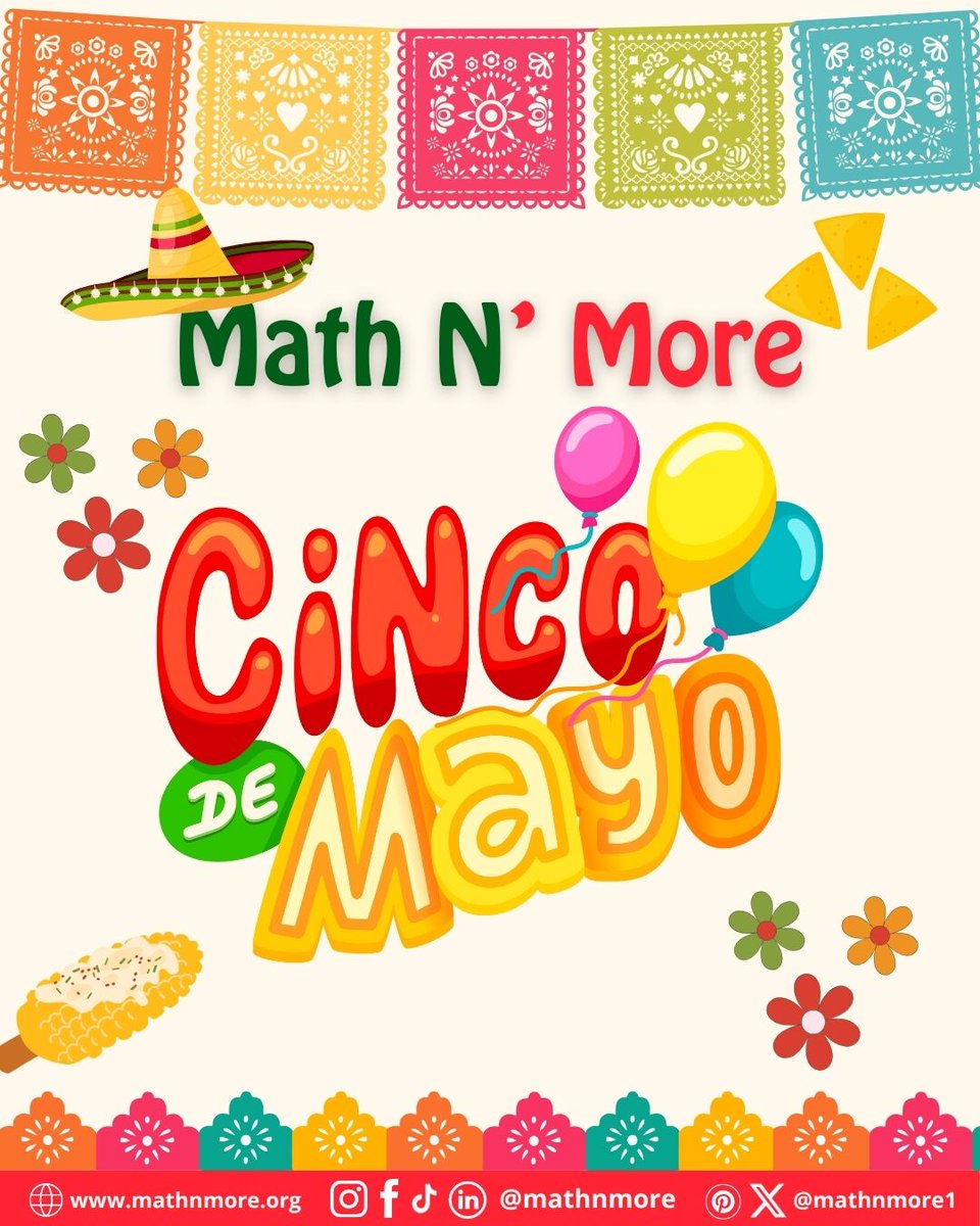 MathNMore1's tweet photo. 🎉🇲🇽 Cinco de Mayo + Math = 🌮📐❤️
Fractions in food, geometry in chips, probability in piñatas.
#CincoDeMayo #MathNMore #MathIsLife #FiestaDeFracciones https://t.co/GRHLWAJNqb
