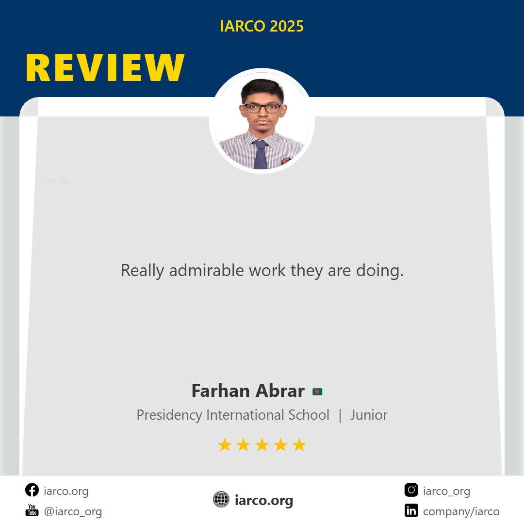 iarco_org's tweet image. Reflection on IARCO 2025
Where Learning Meets Excellence
Register now: regi.iarco.org

#research #competition #International #education #research  #students #university #sciencefair  #competition #academic #student #global #highschool #opportunity #youth  #Alevel #Olevel