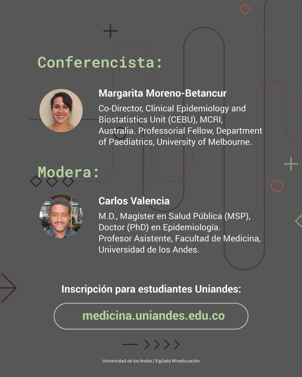 MediUniandes's tweet photo. 📊Open Class | Causal Inference, los posgrados en Epidemiología de @Uniandes  invitan a una nueva sesión de Open Class con @_MargaritaMB y @cavalenc Un espacio para conocer cómo se abordan los desafíos reales en investigación epidemiológica.
🔗Inscríbete https://t.co/77SfXM2Fls https://t.co/lWEkr7c6rX