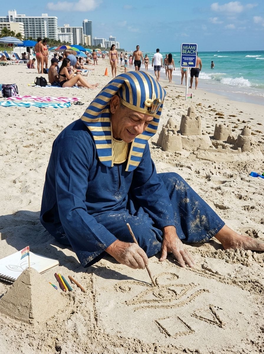 pharaohstores's tweet photo. When history meets the magic of the sea... an indescribable creativity in carving Pharaonic details on the sand. 🏞️ 

#funny
#viral https://t.co/yhc96fUzwE