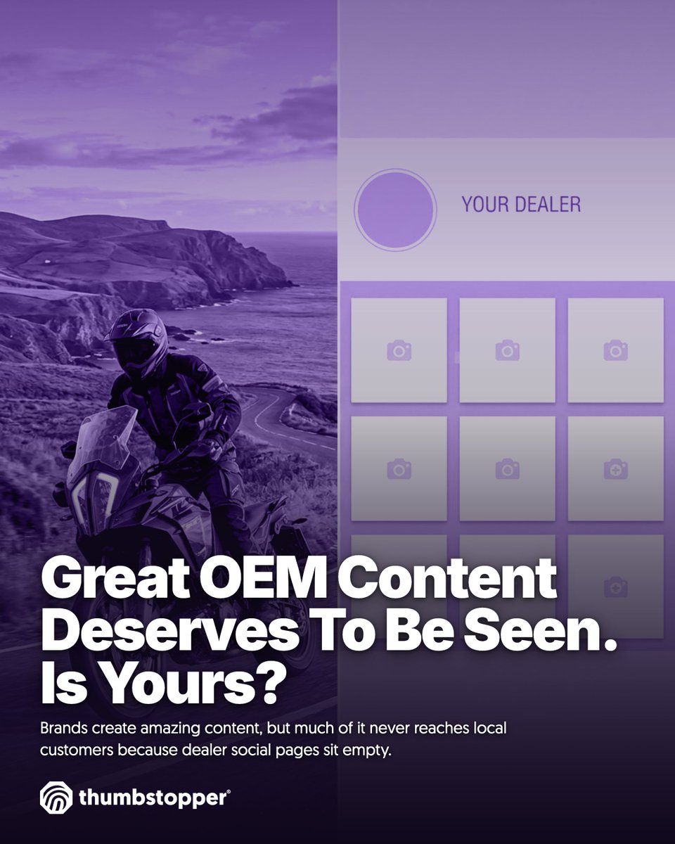 THMBSTPPR's tweet photo. Millions spent on OEM content, yet Dealer social pages are silent. It's a distribution problem, not a Dealer motivation problem. Your Brand's best content deserves to be seen by local customers. We make it happen. #TrueHyperLocal https://t.co/F1VummP6K0