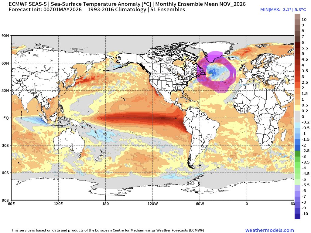 ryankatzrosene's tweet photo. Also keeping tabs on North Atlantic Cold Blob 👀 https://t.co/OfCG3zodlA