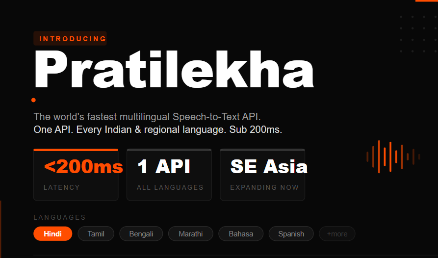 uttaranxnayak's tweet photo. one API, every Indian &amp; regional language. 
and we built this ourselves.

Introducing : Pratilekha https://t.co/5wh4r4LCkh