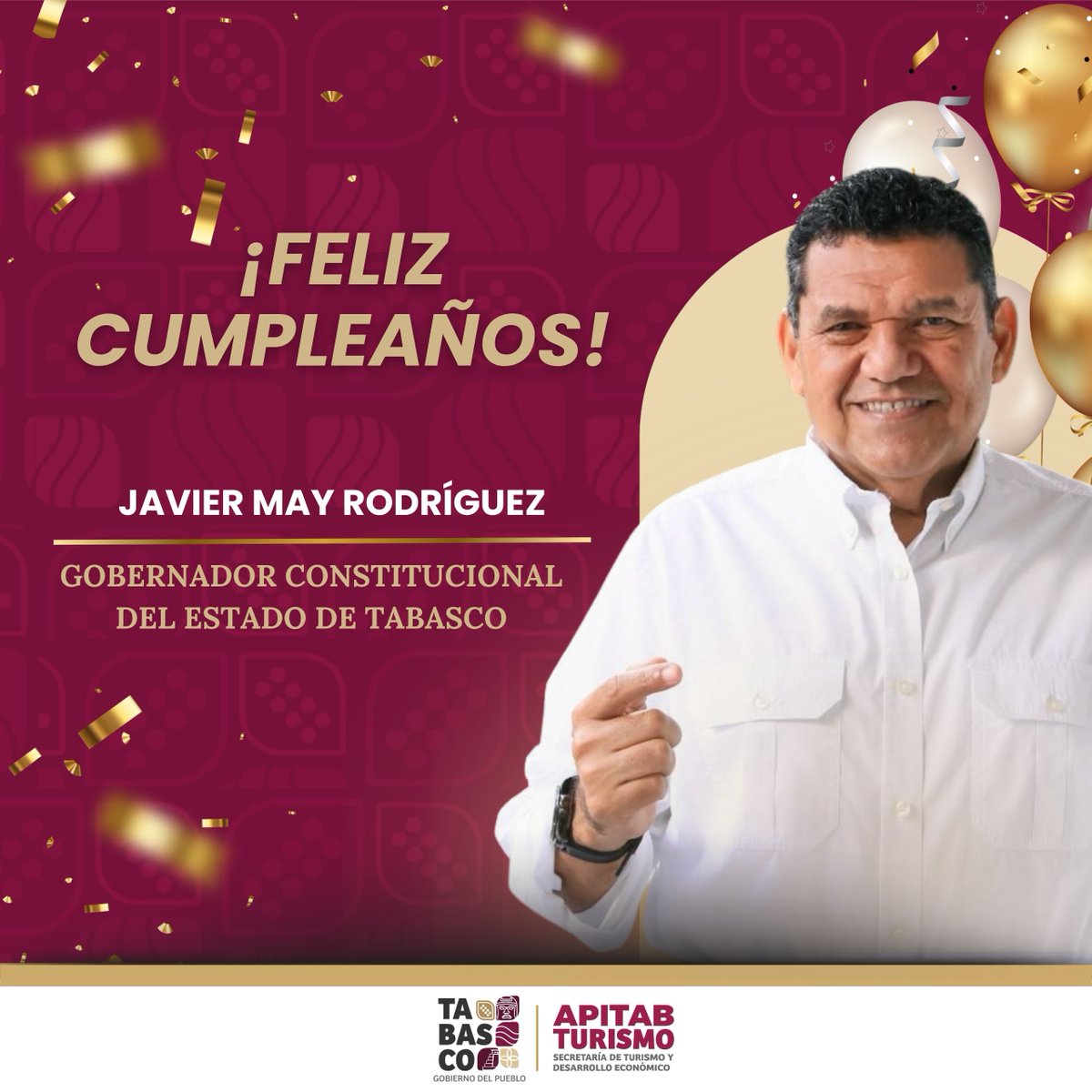 Desde la APITAB felicitamos al Gobernador Javier May Rodríguez por su cumpleaños.
Reconocemos su compromiso y trabajo por Tabasco.
¡Muchas felicidades! 🎂