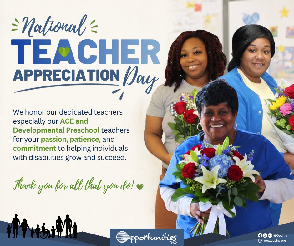National Teacher Appreciation Day 👩‍🏫

From Opportunities Inc., we honor and celebrate our dedicated teachers, especially our ACE and Developmental Preschool teachers, for your passion, patience, and commitment to helping individuals with disabilities learn, grow, and succeed. 💙