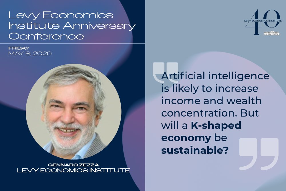 LevyEcon's tweet photo. This Friday, we welcome Senior Levy Scholar and member of the Institute's Macro-Modeling Team, Gennaro Zezza to Blithewood for our anniversary conference! 

Zezza will focus on prospects for the US, outlining the sustainability of a K-shaped economy. 

https://t.co/uFjew5aDi3 https://t.co/uzUrquGRZl