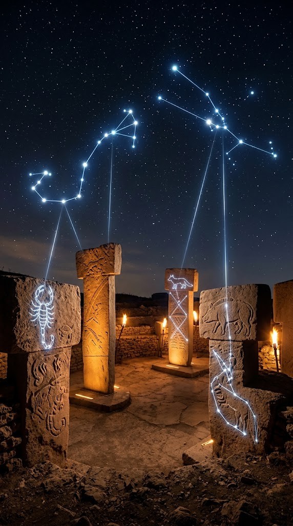nuraniarsiv's tweet photo. Göbeklitepe, 12.000 yıl önce inşa edildi. Taş devrinden önce. Tarımdan önce. Çömlekçilikten önce.

Ama o sütunların üzerindeki hayvan figürleri, o günkü gökyüzünün haritasıydı. Akrep burcu, boğa burcu, aslan burcu. Takımyıldızları, taşa kazınmıştı.

İnsan henüz ekmek pişirmeyi bilmiyordu ama gökyüzünü okumayı biliyordu. Ve bunu taşlara yazıyordu. Neden? 𓂀 
+++