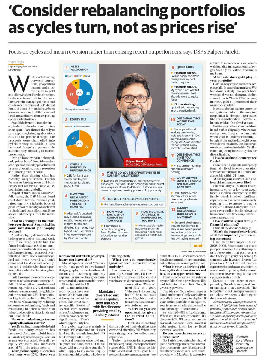 KalpenParekh's tweet photo. Gold will do well : I don’t know, I don’t care

Indian stocks will bounce back : I don’t know, I don’t care

Global stocks make more sense : I don’t know, I don’t care

Silver : I don’t know, I don’t care

Bonds imp when rates are rising : I don’t know, I don’t care

Ben Graham once said a well diversified portfolio across asset classes empowers and liberates us to say these 6 words so we don’t worry about high fluctuations of each asset class

Each asset class will play a hero s role & one will be a villain

Diversifying Around a disciplined framework helps stay invested without worries of getting out of the game