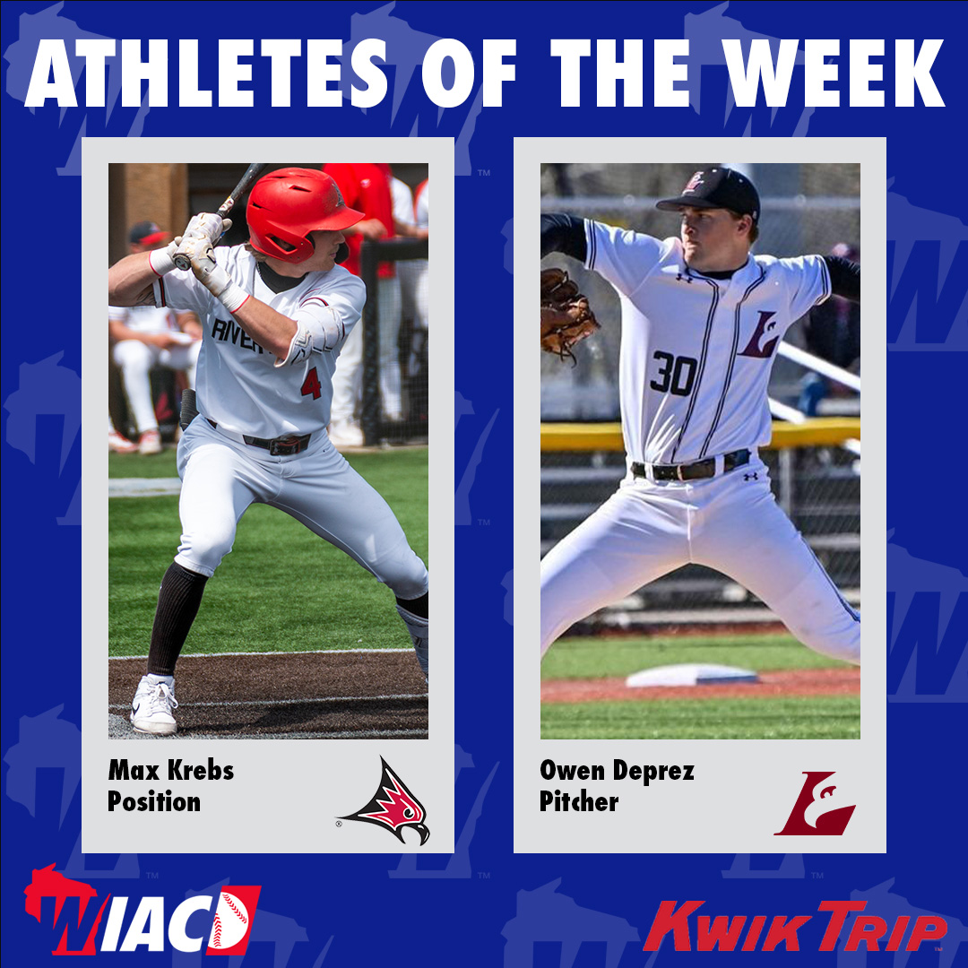 wiacsports's tweet image. #WIACBASE | @UWRFFalcons Krebs and @UWLAthletics Deprez Selected Kwik Trip Athlete of the Week Recognition: bit.ly/4f0hDwG

#ExcellenceInAction
#d3baseball