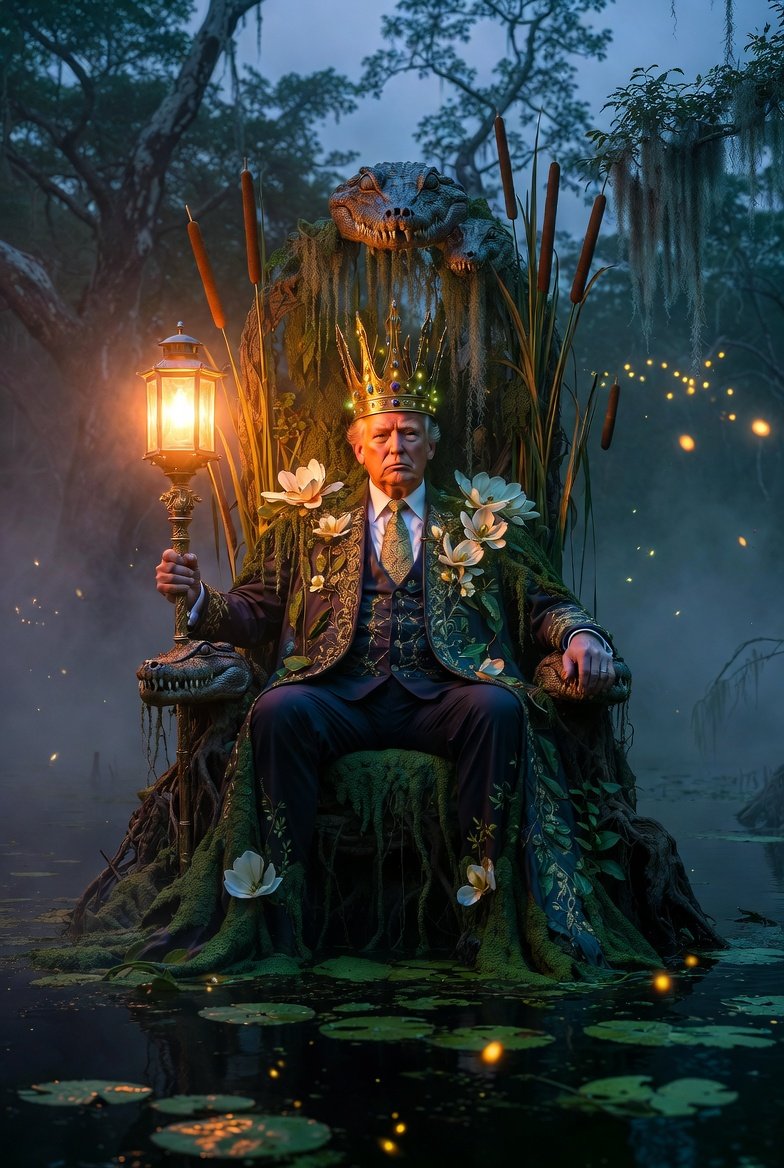 CJBunder3's tweet photo. We voted for Trump to drain the swamp. Sad to find out he's actually the swamp king https://t.co/BXWVHpXQCT