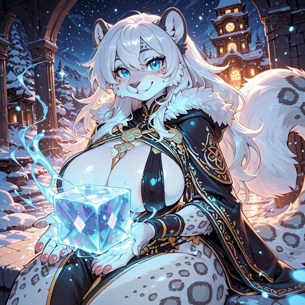 KingWolfHaven's tweet photo. Leopardo mística ativando o Akashic Spell... Olhos azuis congelantes, cristal pulsando poder e aura glacial dominando tudo.Você aguenta esse olhar ou já se rendeu? King Wolf aprova. #Pramanix #Arknights #LeopardGirl #FurryArt #Kemonomimi #AnimeArt #FantasyArt #MysticArt #Akashic https://t.co/J2fC93wset