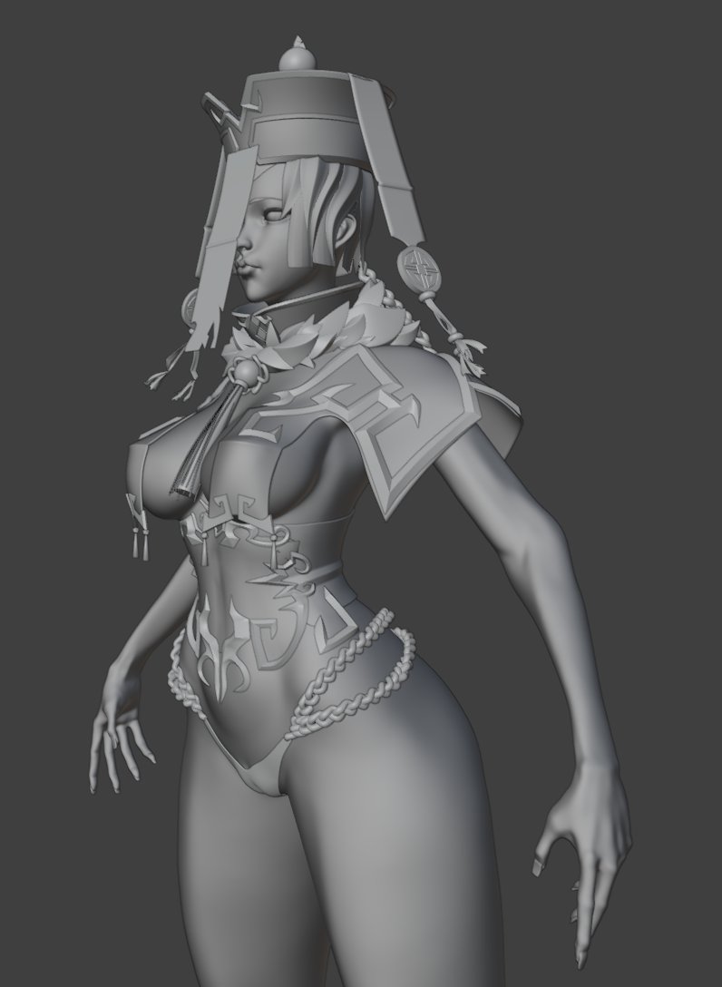 Samray3D's tweet photo. Progress on her 🫠

#3DArt #ZBrush #Blender #WIP #NSFW #StylizedArt #CuteGirl https://t.co/YcosnC674t