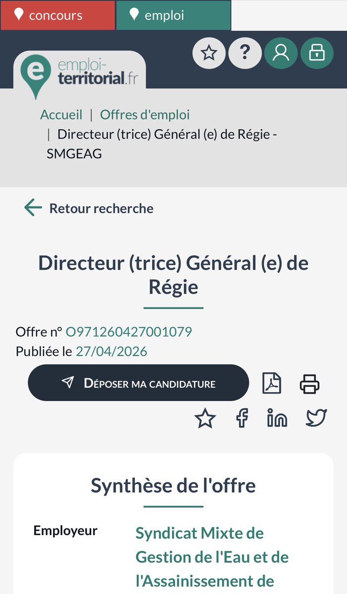 StimpflingEric's tweet photo. #Eau🔴🔴🔴
Cherche DG régie des eaux….
@smgeag971 
@guadeloupela1e @Prefet971 https://t.co/kd0gUruO84