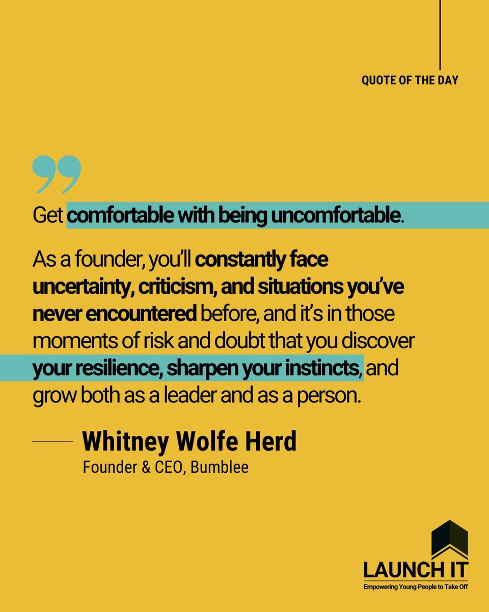 LaunchIt_UK's tweet image. Today's tip comes from Bumble CEO &amp;amp; founder, Whitney Wolfe Herd: 🐝

What's one moment of uncertainty that you overcome &amp;amp; led you to greater things? Share in the comments! 💭

#businesstips #inspirational