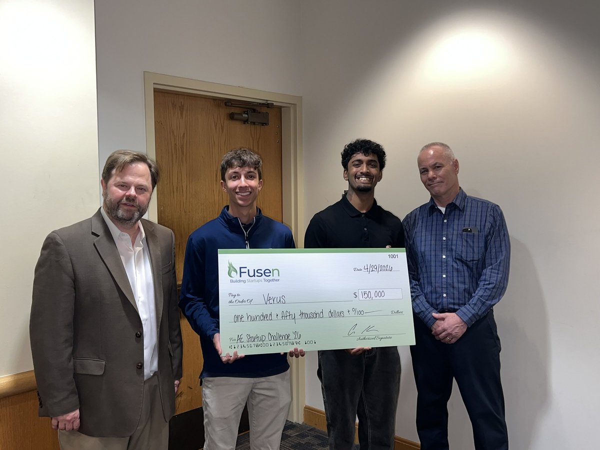 Aidenerard's tweet photo. We just won $150K to fix how infrastructure inspections get analyzed.

Right now, inspecting a concrete bridge deck takes days of manual data analysis. The software either doesn't exist or is locked behind expensive hardware you have to buy first.

Verus changes that. Raw GPR data in, engineer-ready condition maps out in minutes, not weeks. Hardware agnostic. AI does the heavy lifting, engineer makes the final call.

We're incredibly excited to share that Verus won the Klaus Startup Challenge, receiving $150K from Fusen World for 10% of the company, valuing it at $1.5M.

This summer in CREATE-X, we'll be building toward our first paid pilot, getting field data into the model, and proving that our model works on real inspection data.

Goal: 90%+ accuracy on real field data by June. 3+ inspection firms on the platform by August.

We would like to extend our thanks to our mentors and judges: Jennifer Whitlow, EdD, Mitchell Walker, Joseph Oefelein, and Lydia V. Pendleton M.S., and a special thank you to Christopher Klaus believing this is a problem worth solving.

Shoutout to Taran Govindu for building this with me.

If you work in bridge inspection, NDT, or infrastructure, we'd love to connect. Stay tuned for our journey!

Join our waitlist: https://t.co/Uub8QOumMQ