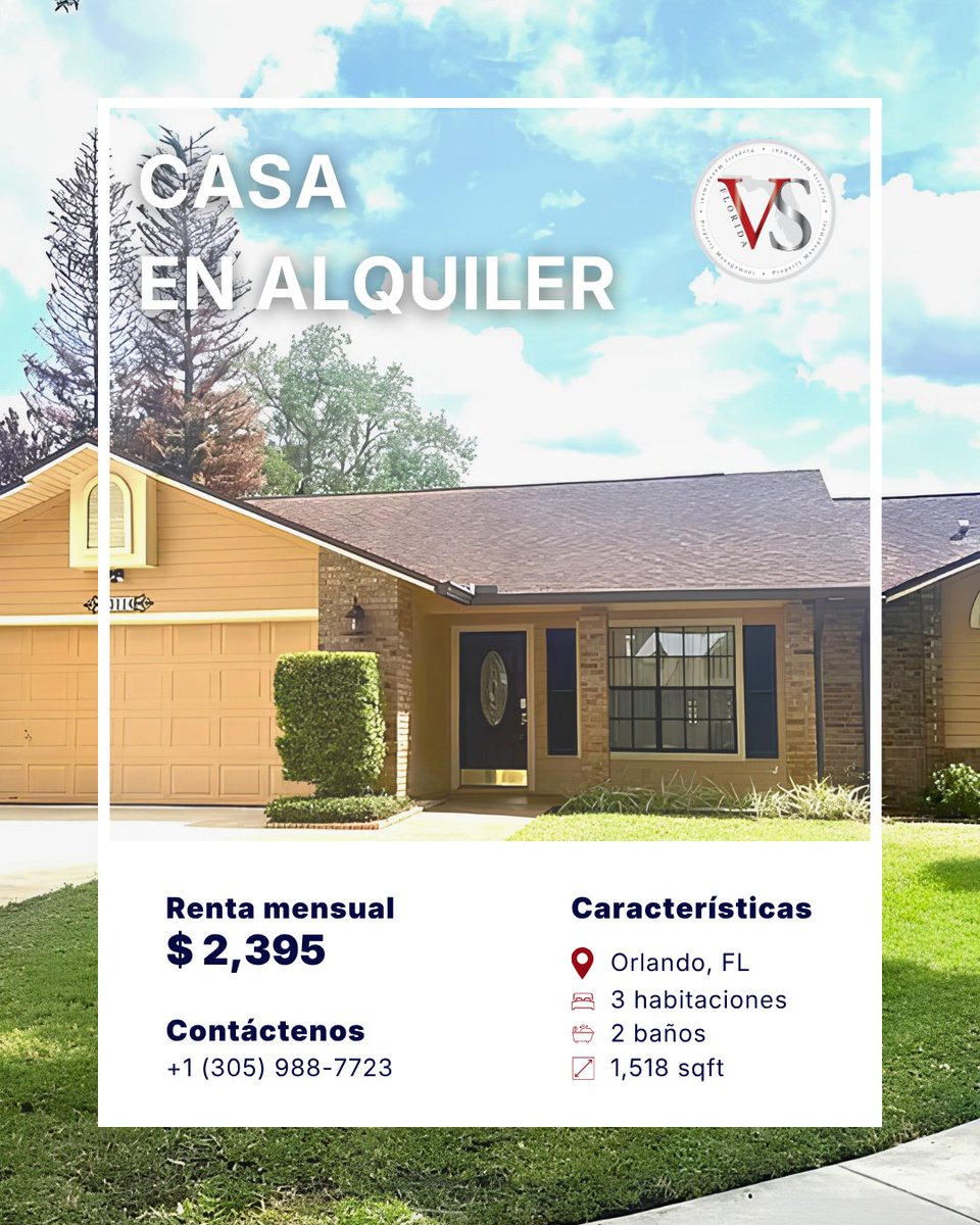FLVSPM's tweet photo. ¡Alquiler disponible en #EastOrlando!
Ubicación estratégica cerca de Lake Nona, UCF y el aeropuerto.
Espacios cómodos, porch cerrado con A/C y excelente acceso a las principales vías.
Escríbanos hoy y agende su visita antes de que se rente.
#FloridaVSPropertyManagement https://t.co/abYtin4iKK