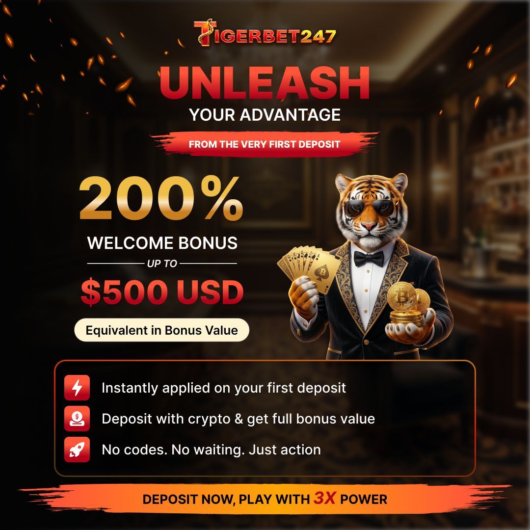 TigerBet247's tweet image. UNLEASH YOUR ADVANTAGE 🐅
💥 200% Casino Welcome Bonus up to $500 USD
⚡ Instantly applied on your first deposit
💎 Deposit with crypto &amp;amp; get full bonus value
No codes. No waiting. Just action.
bit.ly/4w8Jml1
#TigerBet247 #CryptoCasino #CryptoGaming #HighRoller #Slots
