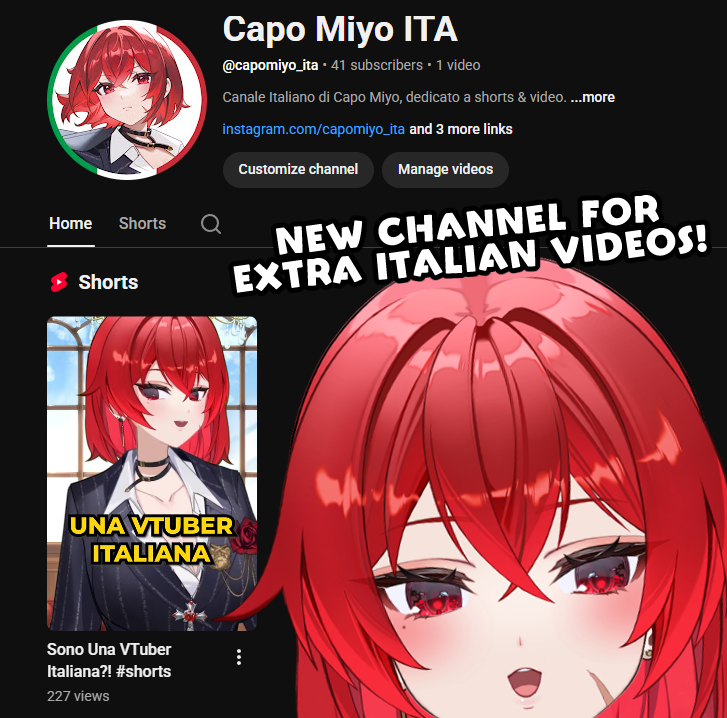 I just opened a second YouTube Channel (and Instagram and TikTok!) dedicated to Italian shorts!

I am excited to experiment with making content in both languages! 🥳

English will still be my main language for videos and livestreams tho!!! 😆 Nothing changes!