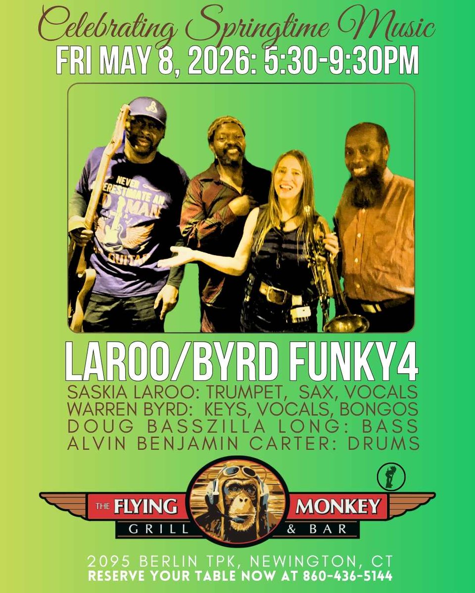 saskialaroo's tweet photo. 🎶 Laroo/Byrd Funky4 – Live at The Flying Monkey (Newington, CT)
https://t.co/DXFZaTJfhH
Trumpeter/vocalist Saskia Laroo and pianist/vocalist Warren Byrd bring their dynamic Funky4 to The Flying Monkey for an energetic live performance! https://t.co/NtJ0CQ7WVv
