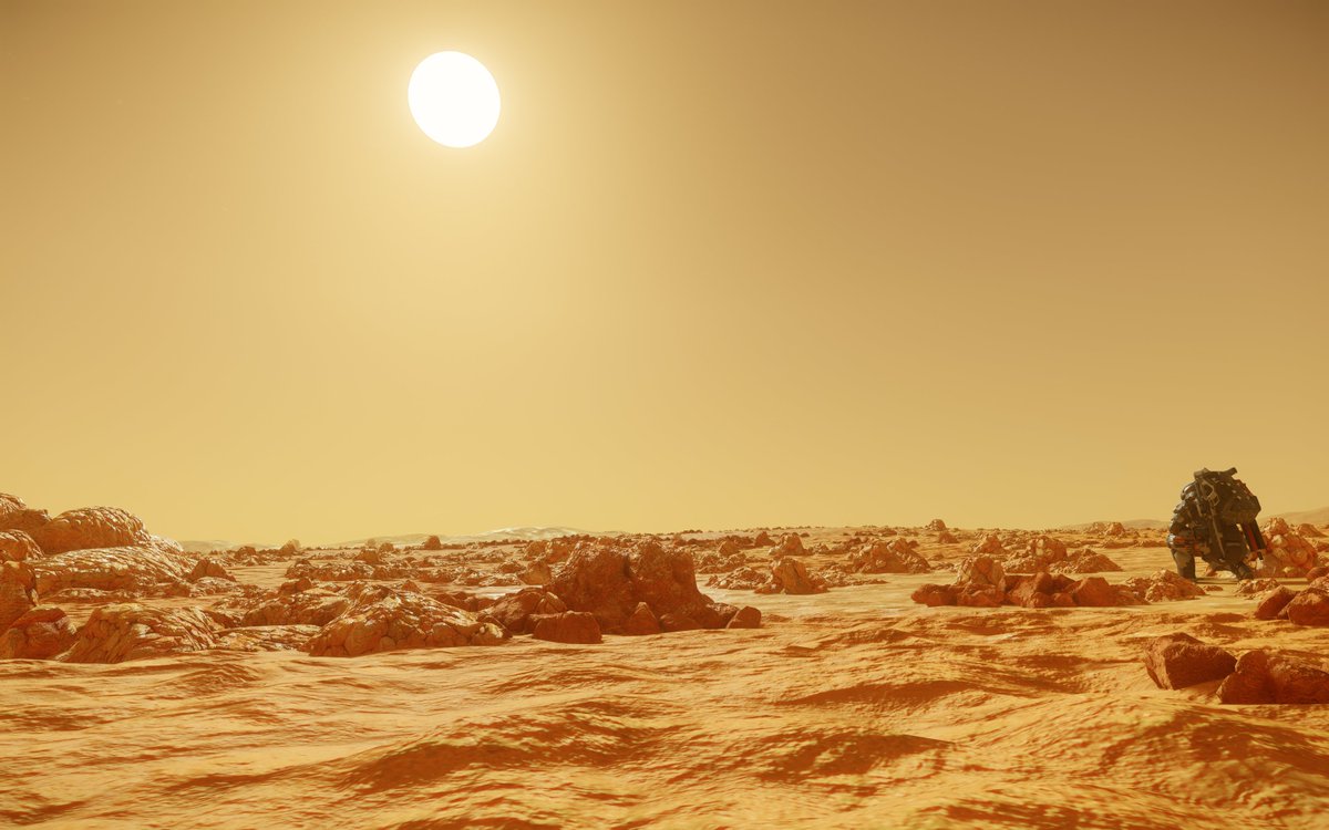 miTxel____'s tweet image. Arial. Day 5.
-I went outside and stood observing that desolate landscape. Even though it's unpleasant, it's better than Aberdeen. Even so, the temperature fluctuates between 171°C / 78°C, making it damn hot. With an atmosphere composed mainly of nitrogen. 
#StarCitizen