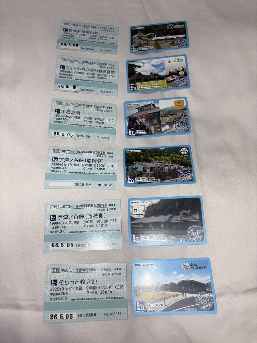 道の駅カード・道の駅連絡線記念指定券 5/5に購入しました 道の駅