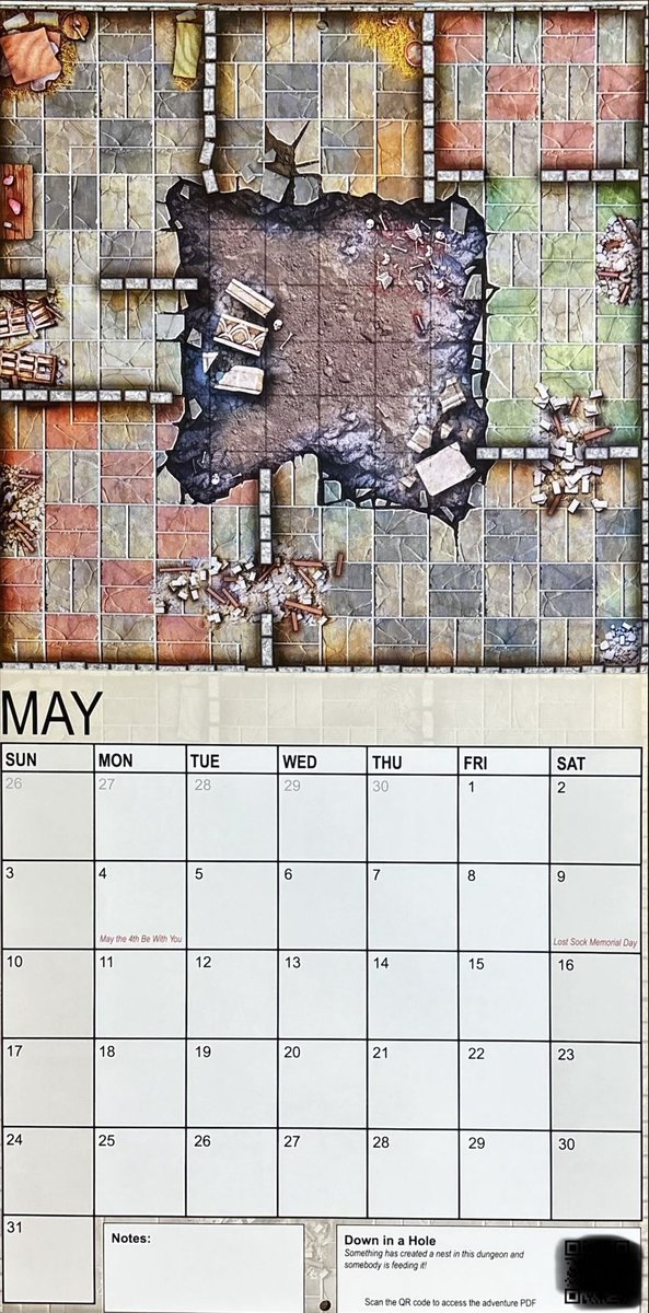 DMImprov's tweet photo. #May2026 Down in a Hole - The Hole @lokeBattlemats #Calendar2026 #RPGMapCalendar https://t.co/bMkUXJuFQQ
