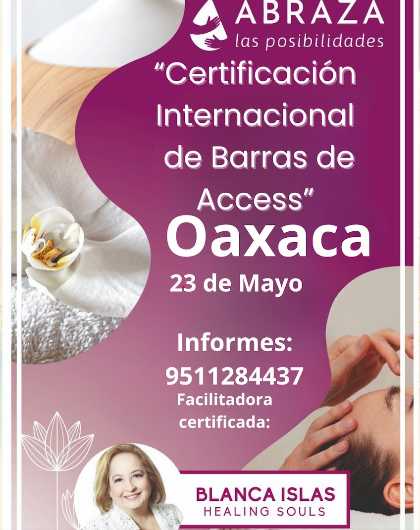 Certificación Internacional de las Barras de Access es una herramienta poderosa que ayuda a liberar lo que ya no necesitas: pensamientos repetitivos, ansiedad, estrés, creencias limitantes, juicios internos. Oaxaca de Juárez, 23 de Mayo. <a href="/BlancaIslasM/">Blanca Islas</a>  #HealingSouls