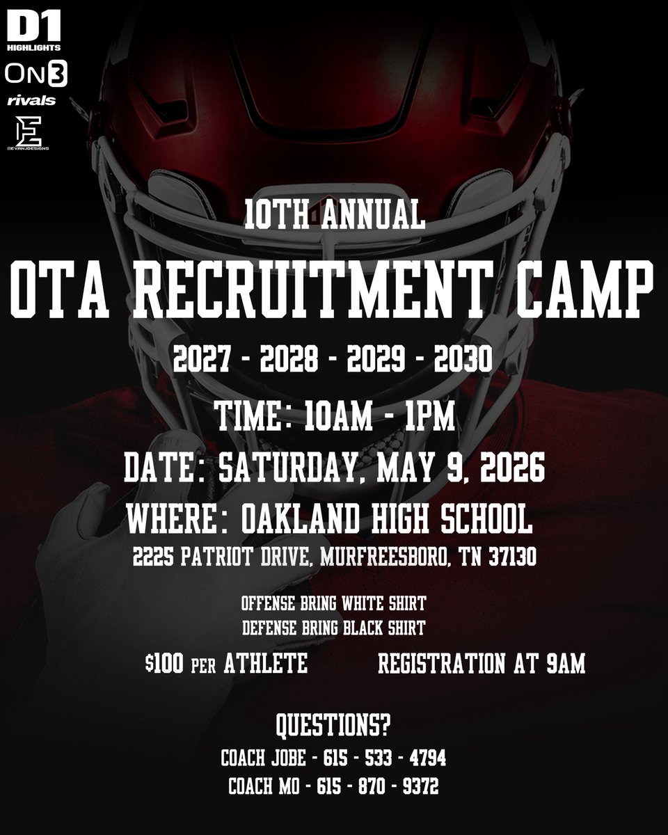 OnTopAthletics's tweet photo. This Saturday! Calling all dogs! Start you camp season off right. This camp is proven. One of the best around. Doors open at 9am @asdillon @d1highlights @bestXthatXists @RN_JK808 @coachcraw4d @strengthcoach34 @jabaridavis_VFL @coachlester91 @OHSPatsFootball @thompsmd23 @MISTA_10 https://t.co/0g4ZDUYKG6