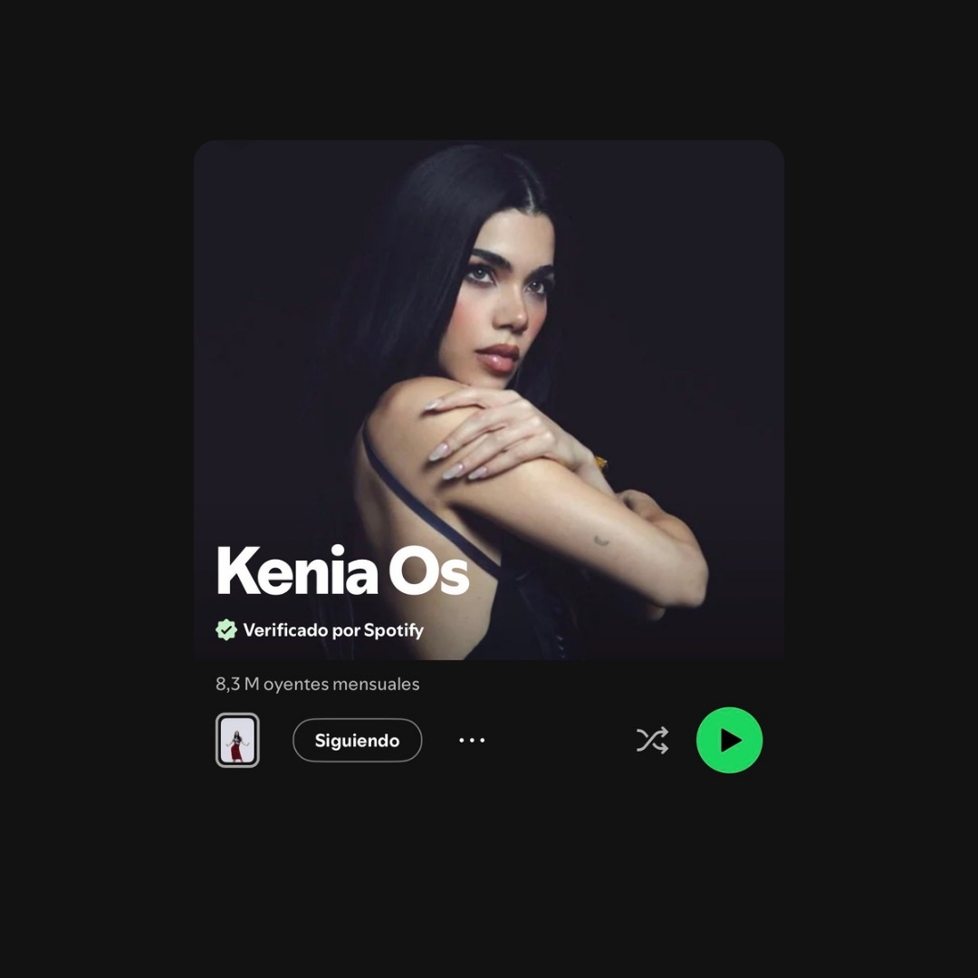Kenia Os ha obtenido la verificación oficial en Spotify, un distintivo que acredita la autenticidad de su perfil y garantiza que su catálogo musical está libre de contenido generado por inteligencia artificial.