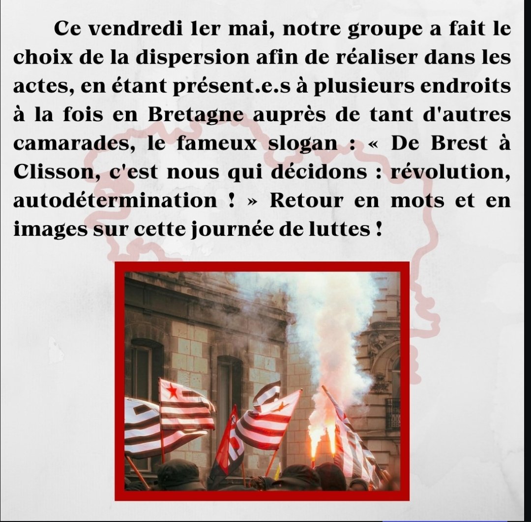CFRB2024's tweet photo. D'ar c'hentañ a viz Mae, gouel etrevroadel al Labourerien e oamp 'ba Brest, Naoned ha Roazhon.

Le 1er mai, fête internationale des Travailleurs nous étions à Brest, Nantes et Rennes.
Voici notre compte rendu de cette journée en Bretagne. 1/3 https://t.co/xNygSJGB54