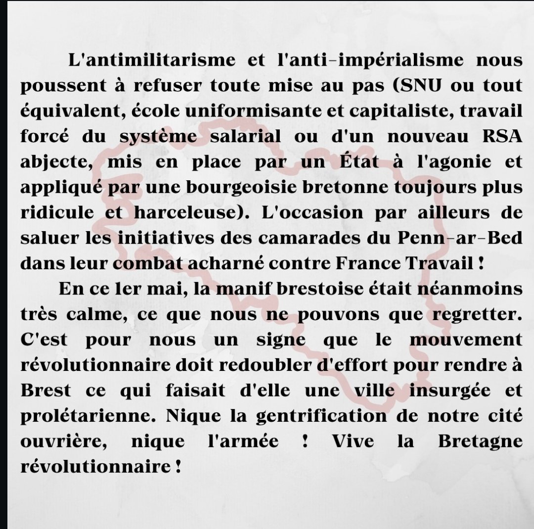 CFRB2024's tweet photo. D'ar c'hentañ a viz Mae, gouel etrevroadel al Labourerien e oamp 'ba Brest, Naoned ha Roazhon.

Le 1er mai, fête internationale des Travailleurs nous étions à Brest, Nantes et Rennes.
Voici notre compte rendu de cette journée en Bretagne. 1/3 https://t.co/xNygSJGB54