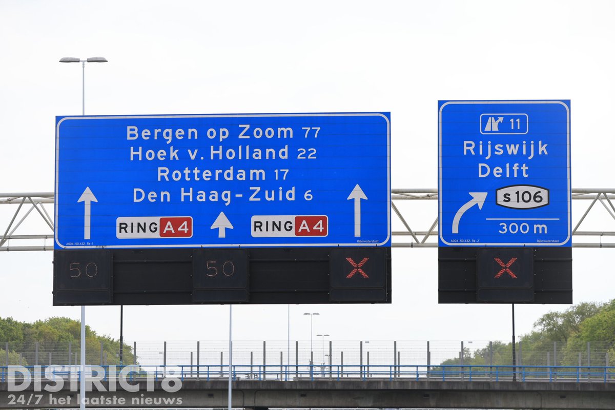 Verkeersongeval met drie auto's op A4 in Rijswijk