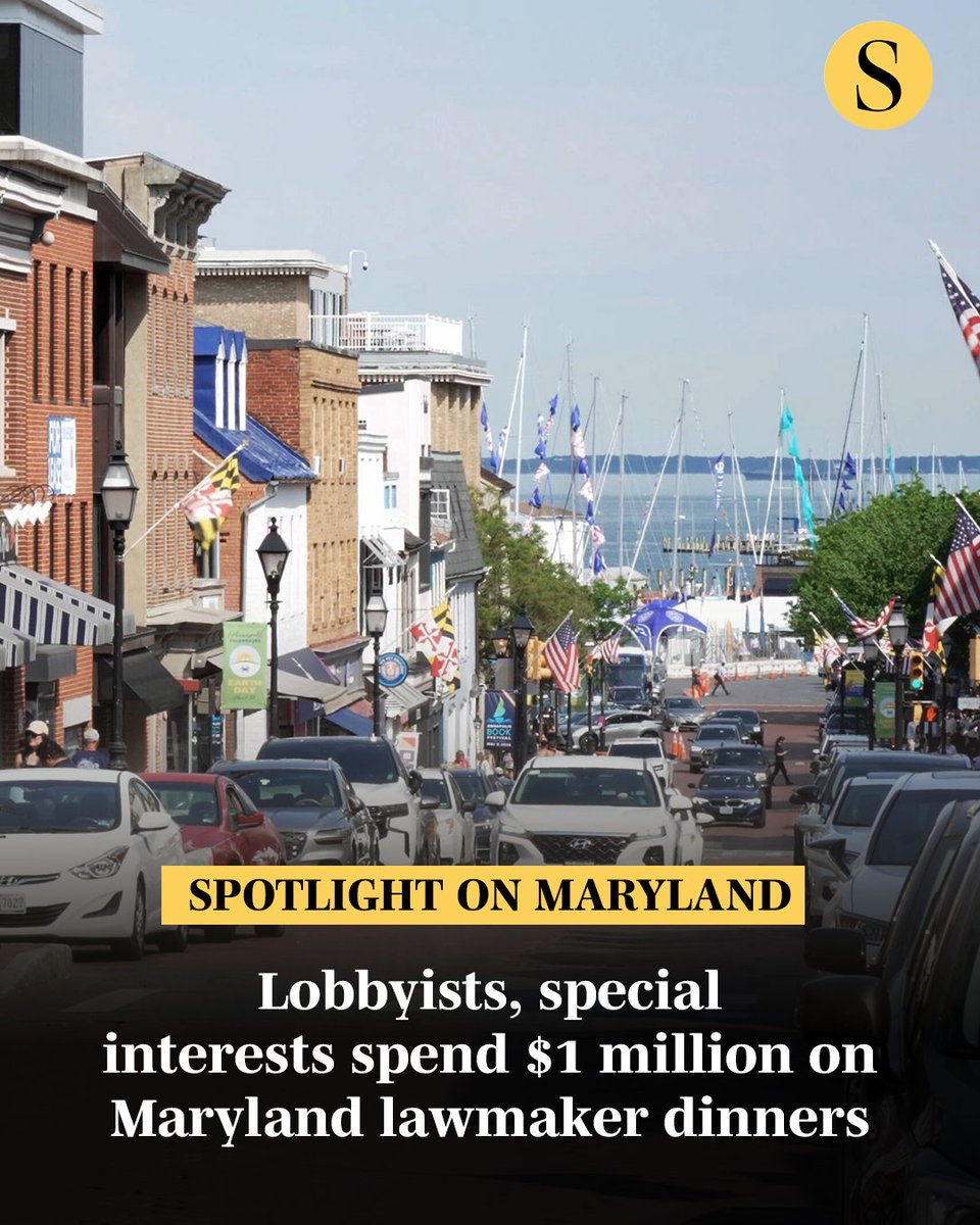 baltimoresun's tweet photo. In Annapolis this year, lobbyists, companies and special interest groups spent nearly $1 million treating Maryland lawmakers to dinner at some of the city’s most expensive restaurants.

“We’re not that fun to have dinner with, right?” said Democratic Del. Joe Vogel, who represents Montgomery County. “They’re not taking legislators out to dinner because they find us to be enjoyable dinner companions. They’re doing it because it’s a way to get special access and to, essentially, I believe, buy some influence with legislators.”

Vogel proposed a bill this year to ban committee dinners, pledging not to attend any more while in office. He says it’s an issue of fairness: The average Marylander doesn’t have the same opportunities to spend focused, lengthy time with their representatives that high-powered lobbyists and companies do. Read more: https://t.co/0M7OKbNDVB

📸: Steve Pierce, Spotlight on Maryland