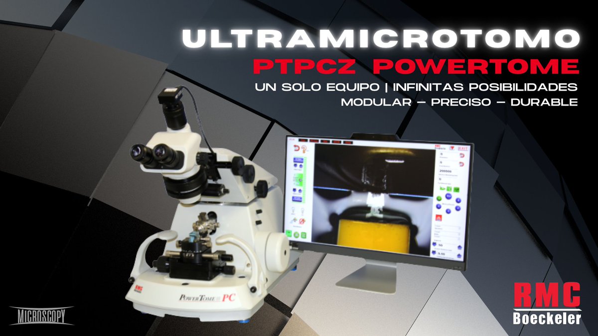 Microscopy_SA's tweet photo. El PTPCZ PowerTome de @RMCBoeckeler es el #ultramicrótomo 100% modular: pagás solo lo que usás y expandís cuando lo necesitás.
🔬Cortes temperatura ambiente · criosecciones · tomografía de matrices⚙️Materiales blandos y duros con igual precisión!
Conócelo👉https://t.co/NYRbSBkTvR https://t.co/t9r5O32jyy