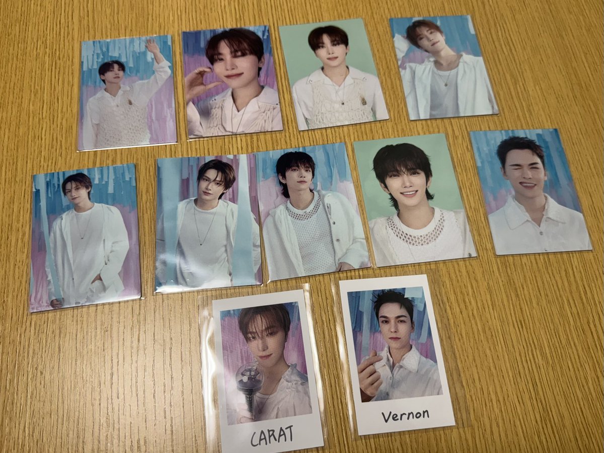 chi33056756's tweet photo. SEVENTEEN セブチ ペンミ トレカ インスタントフォト 交換

【譲】ジョシュア ジュン スングァン バーノン　ディノ
【求】🩷 ドギョム　ミンハオ

郵送or東京両日会場手渡し
交換してくださる方お声掛けください🙇🏻 https://t.co/UKti9zAVVC