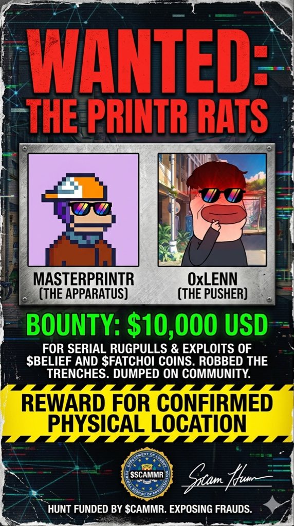FlN_ART's tweet photo. @printr Share those mfs location, get paid!
You cannot escape from $SCAMMRS

HppCKoaotM8jDXg61DCpvi6A7x74zg4xLRhvQcFVpump https://t.co/KC3eiv7A9J