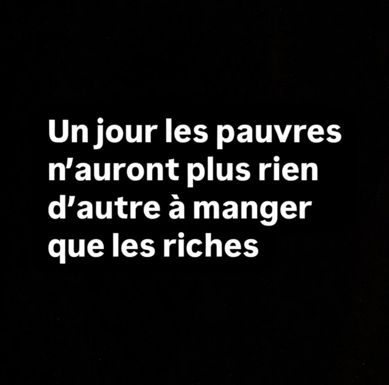 csibon27's tweet photo. 🥰😇
Un jour les pauvres n'auront plus rien d'autre à manger que les riches. https://t.co/rTLtT8anDd