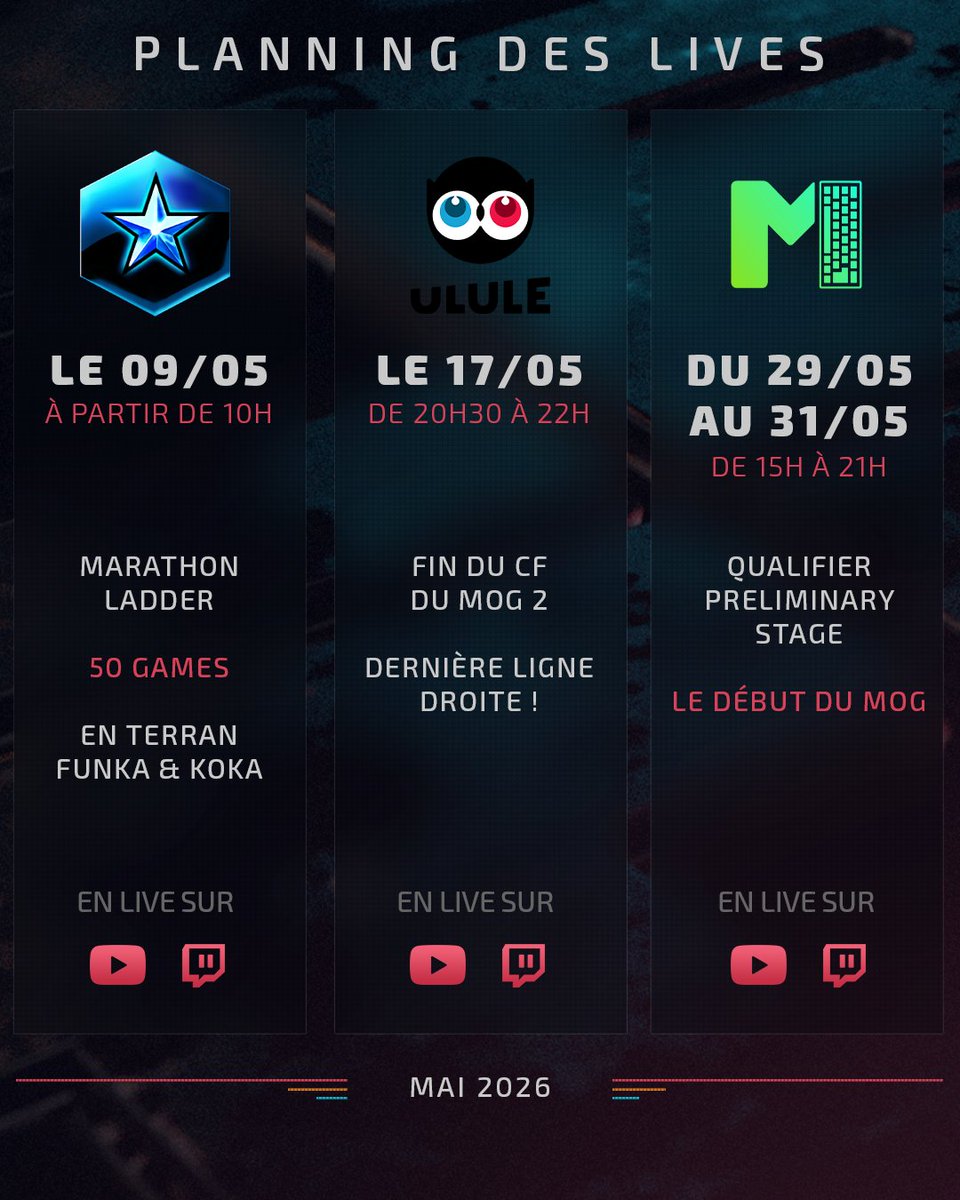 comeback_tv's tweet photo. PLANNING DU MOIS !  🚨🚨🚨🚨

Le samedi 9 on se met un défi de jouer 50 games dans la journée, du sang du sel et des larmes pour votre plaisir!

Le 17 c'est la dernière journée de financement pour le MoG2 et le 29/30/31 le début du Tournoi avec qualifier + 1er stage ! 

Let's go! https://t.co/5JA8MwrIB8