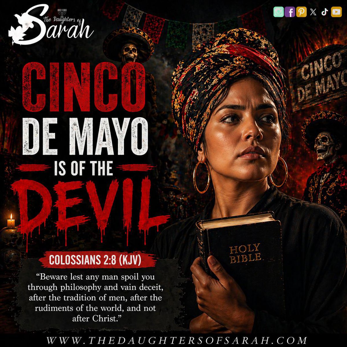DOS_IUIC's tweet image. Cinco De Mayo is just another distraction to deter us from God's laws. Celebrate what the Lord ordained, not what man set up.

#DOS #CincoDeMayo #Pagan