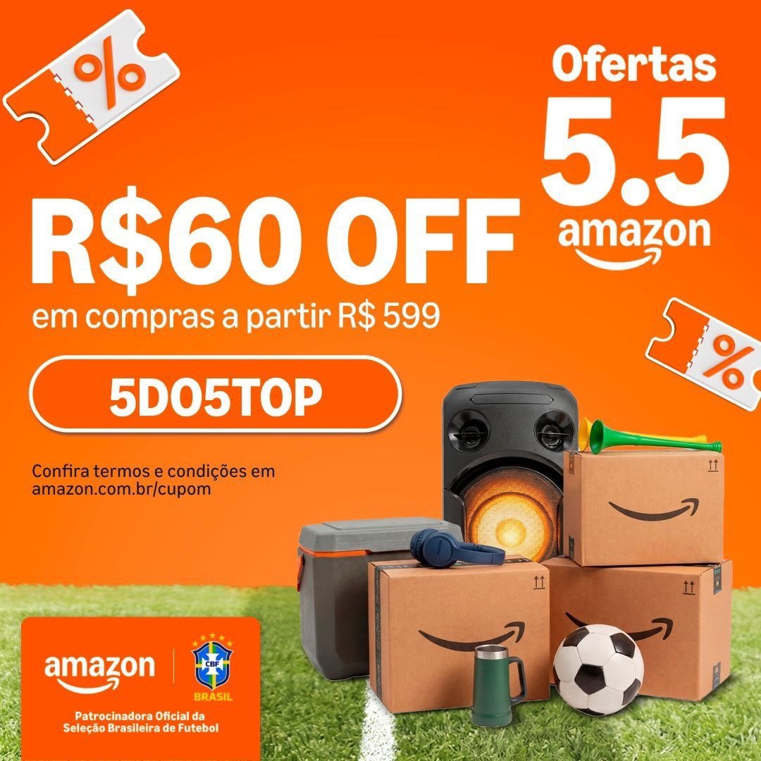 NOVO CUPOM AMAZON 🧡

“Ganhe R$60 OFF acima de R$ 599”
🏷️Use: 5DO5TOP

Resgate: amzn.to/4k0MYia