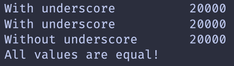 TheByteRacoon's tweet photo. did you know that in Go you can declare an int value with underscores? 🤯

compiler will just ignore them

it's something I just learned...
after a few years of coding in Go