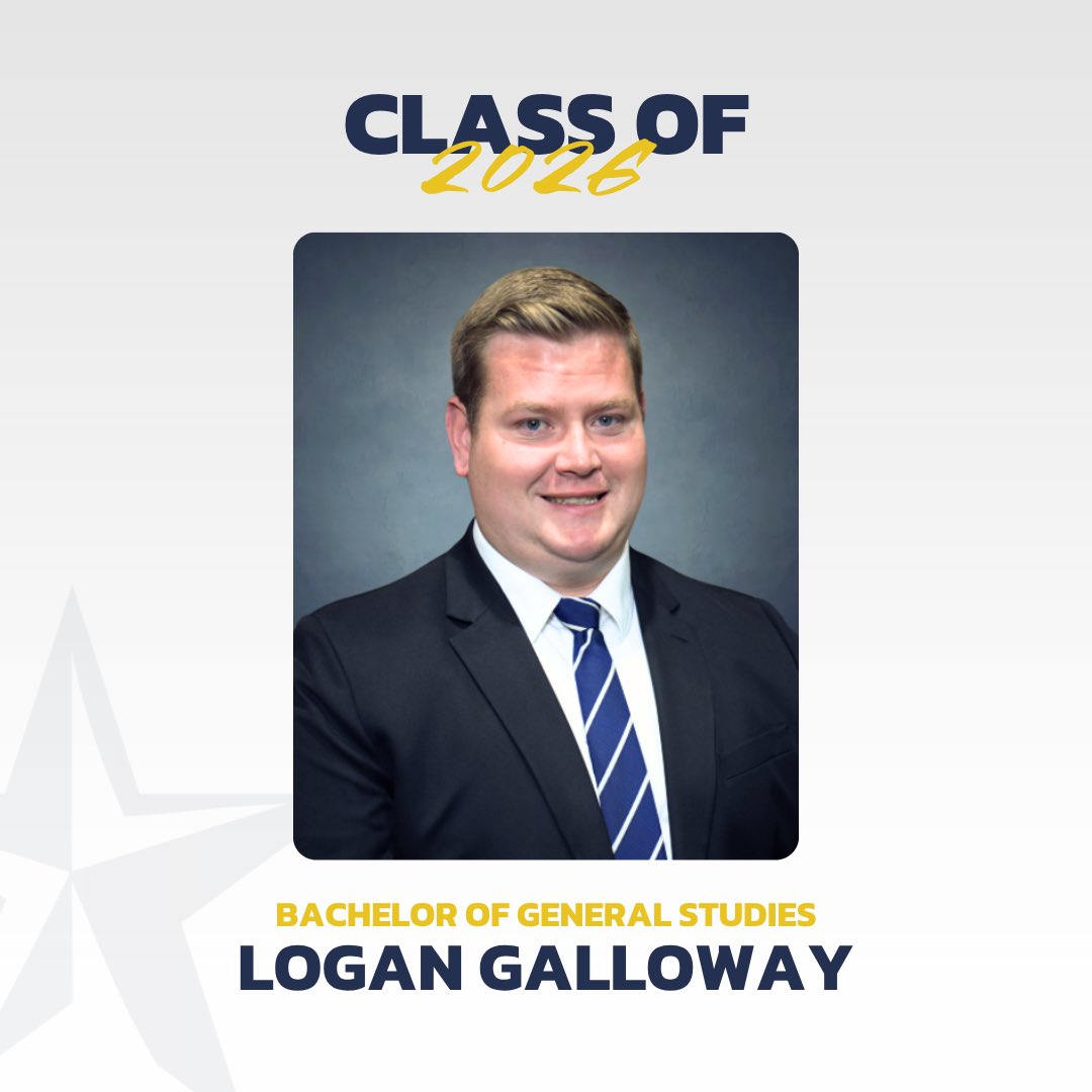 lsbctx's tweet photo. Congratulations to our LSBC Class of 2026! Logan Galloway (Bryceville, FL) will be receiving a Bachelor of Science degree in General Studies! https://t.co/uIgcfm2Bhk