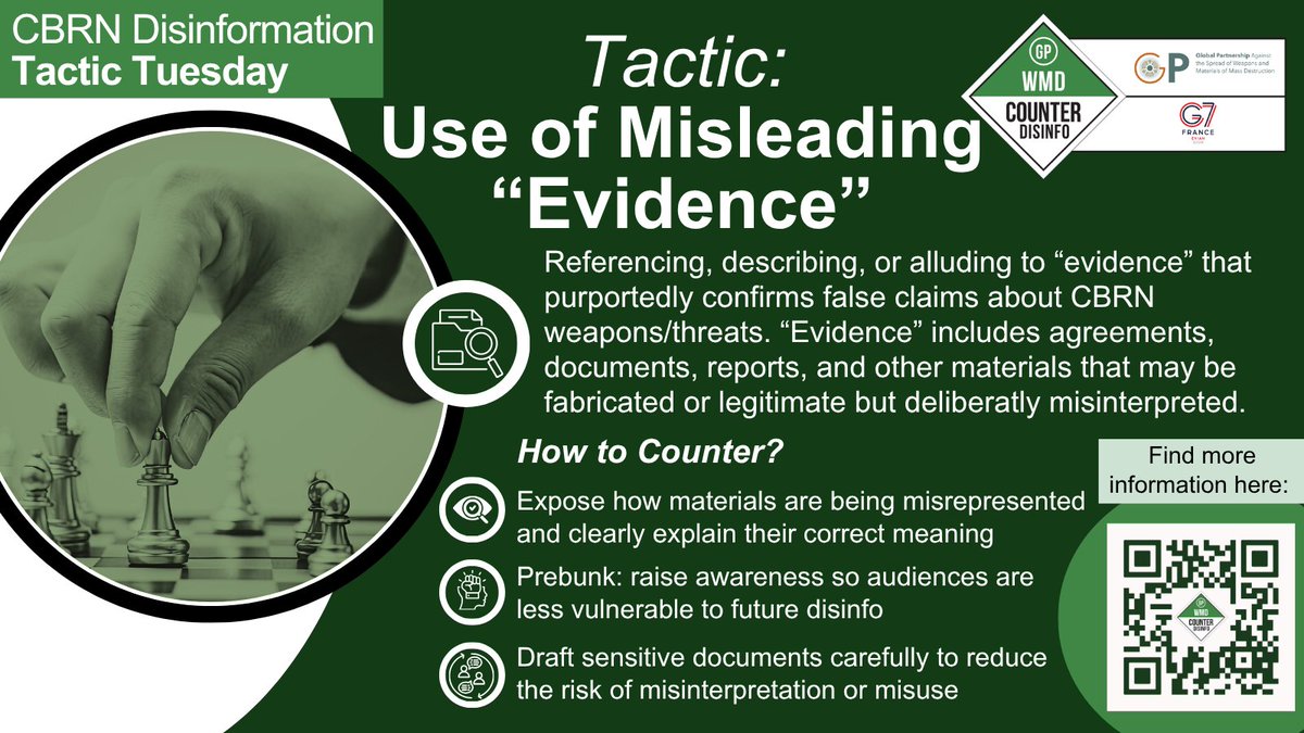 GPctrDisinfo's tweet photo. It’s Tactic Tuesday! The first Tuesday of every month, we revisit key disinformation tactics to keep them top of mind and easy to spot. Hint: These tactics are often found in pro-Kremlin media and may help indicate it is #disinfo. Today: Use of Misleading “Evidence” https://t.co/X5hKvV5ihM