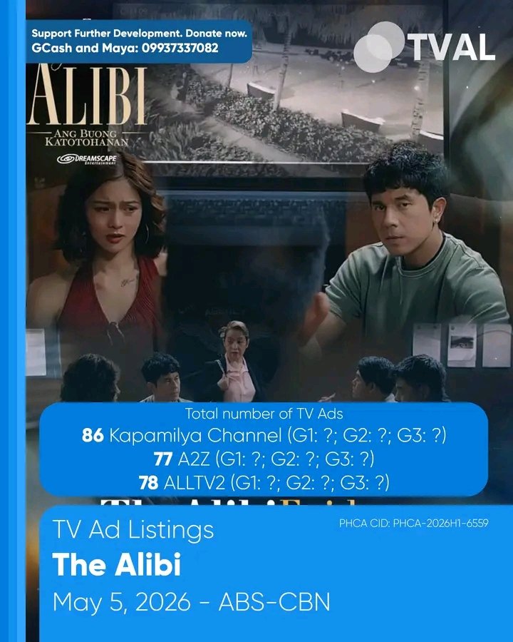 CarlosMiguel652's tweet photo. CONGRATULATIONS KIMPAU &amp; TEAM ALIBI! 👏🎉

Nagtala ang The Alibi ng total of 241 Ads ngayong gabi sa 8:45pm slot! Mas madami ito sa nakuhang Ads ng 8pm slot na 222.
Ito na ang pinakamaraming Ads ng #TheAlibi simula nalipat sila sa 8:45pm slot! #KimPau

Source: @PHCATVCListings https://t.co/184XeP3Y7Q