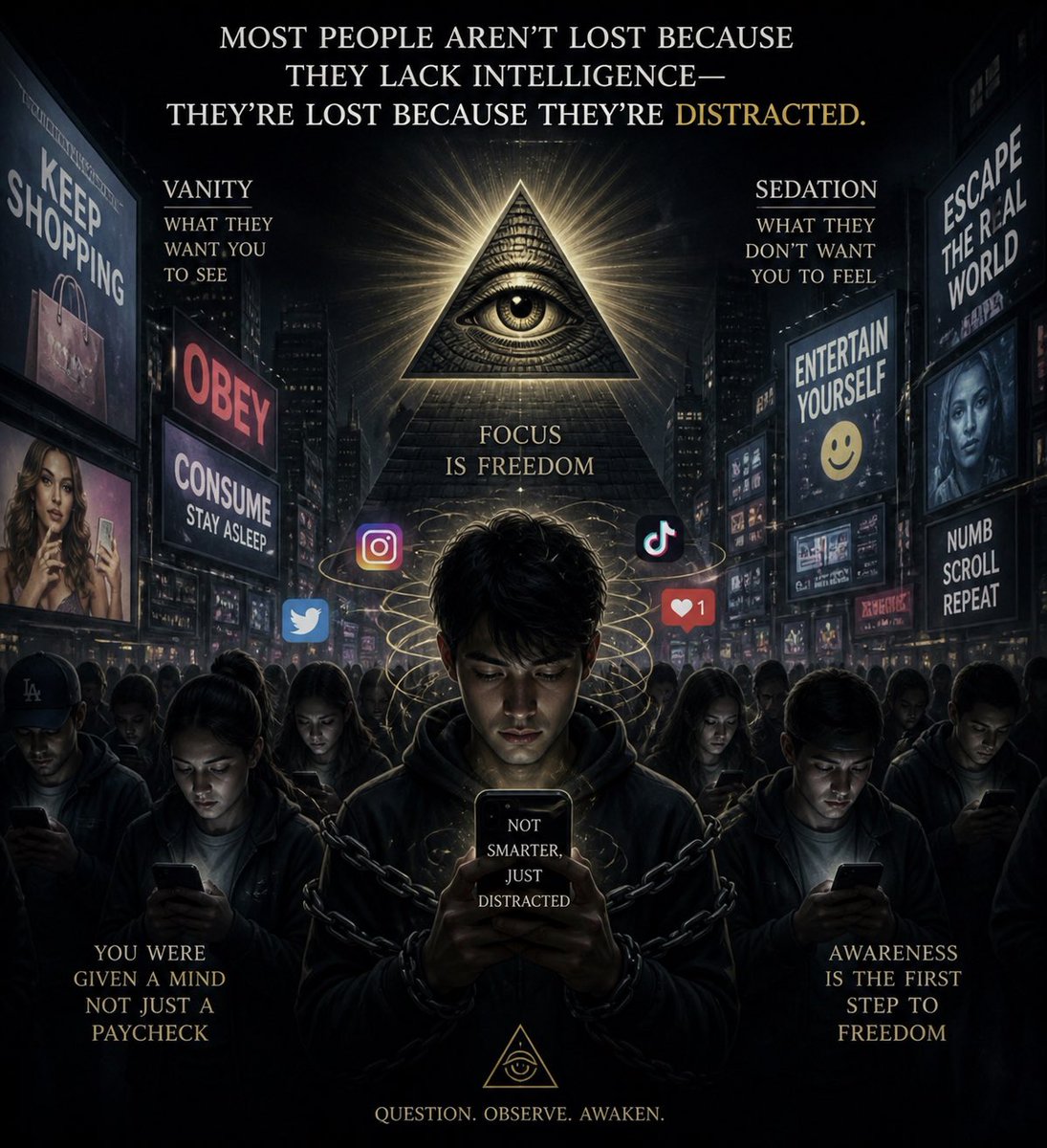 THAEDLIGHT's tweet photo. Most people aren’t lost because they lack intelligence they’re lost because they’re distracted.
@ILLUMINATIAM https://t.co/OKgJeXqGuF
