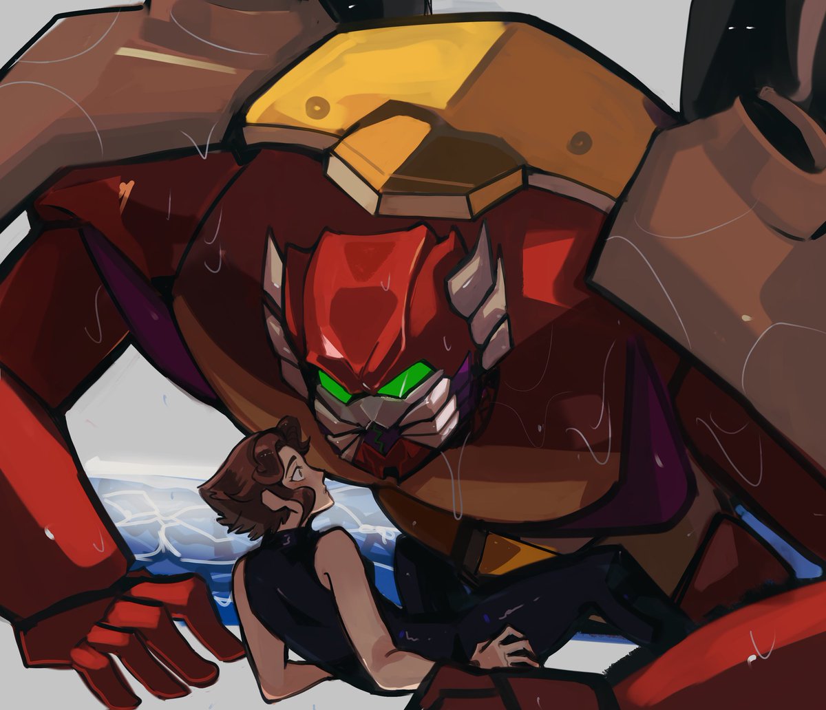 Sol is intimidated…and a bit excited? 🦀 

Listen. I just wanna be scared by the big crab-

(🎨 by <a href="/agua_con_hielo/">agua hielo || 3/6 open kofi</a>)

#beastwars #transformers