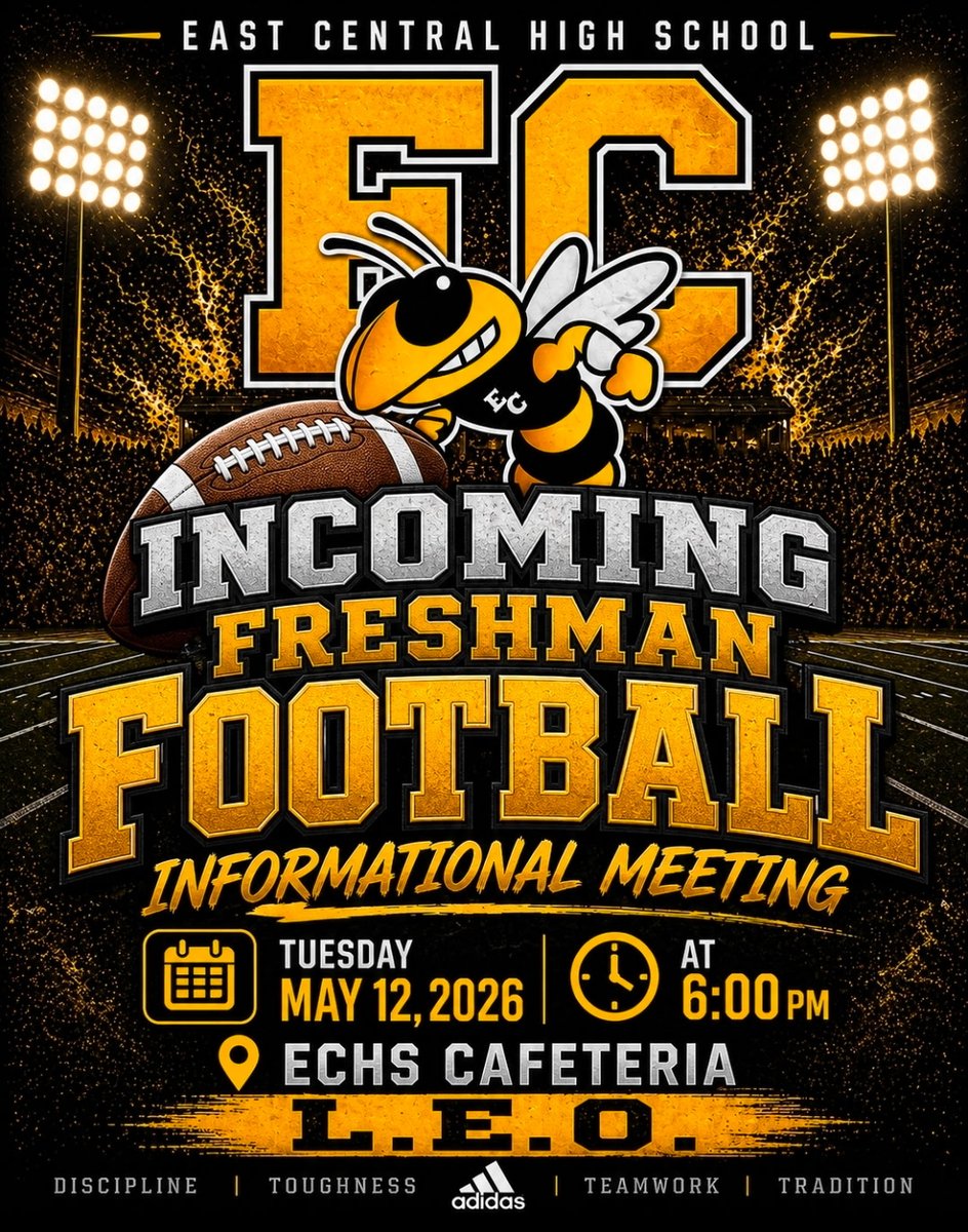 HMSHurricanes's tweet photo. FRESHMAN 🏈 INFORMATION MEETING 
📅 May 12, 2026
📍ECHS Cafeteria
⏰️ 6:00 p.m.
@_ECAthletics @ECISDtweets @_ECFootball @joehubb74 https://t.co/YR4VDGMeyK